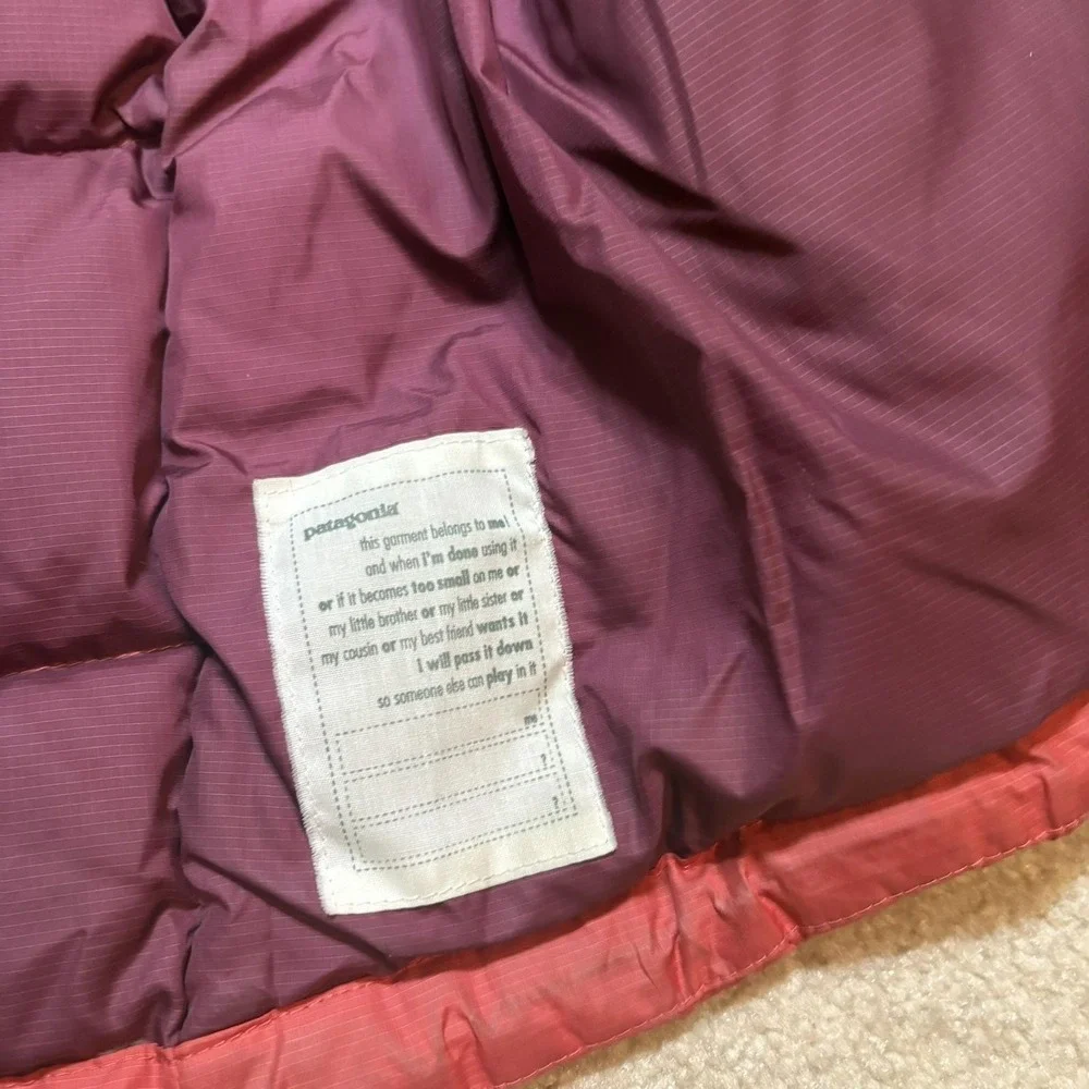 Vtg Patagonia Puffer Vest‎ Kids Large L Salmon Insulated Zip Pocket Outdoor